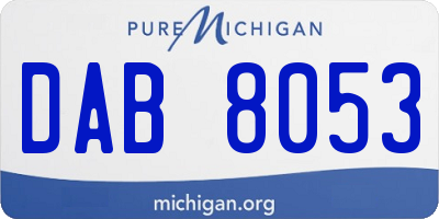 MI license plate DAB8053