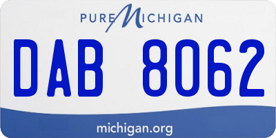 MI license plate DAB8062