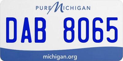 MI license plate DAB8065