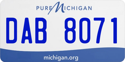 MI license plate DAB8071