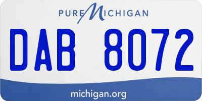 MI license plate DAB8072