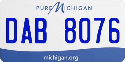 MI license plate DAB8076