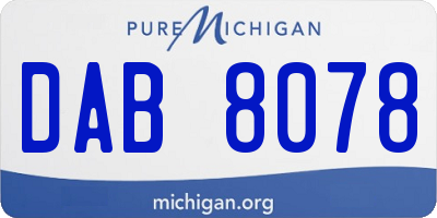 MI license plate DAB8078