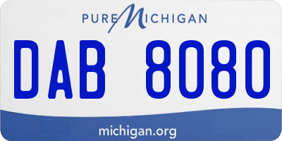 MI license plate DAB8080