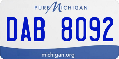MI license plate DAB8092