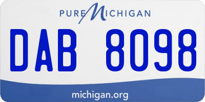MI license plate DAB8098