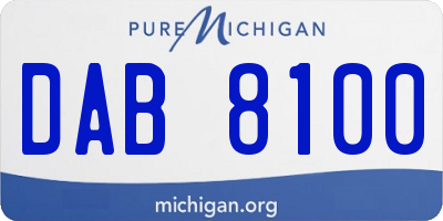 MI license plate DAB8100