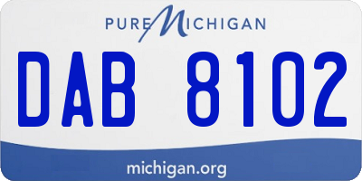MI license plate DAB8102