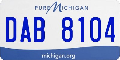 MI license plate DAB8104