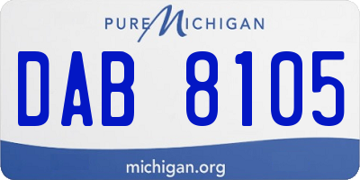 MI license plate DAB8105
