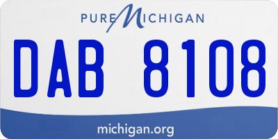 MI license plate DAB8108