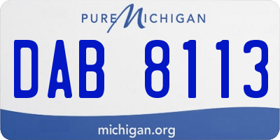 MI license plate DAB8113