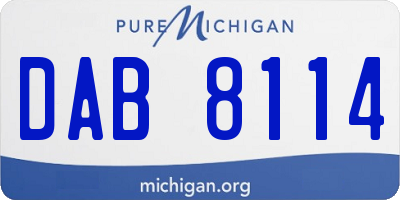 MI license plate DAB8114