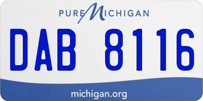 MI license plate DAB8116