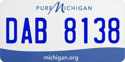 MI license plate DAB8138