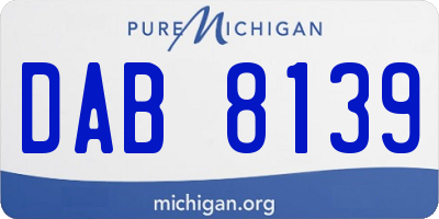 MI license plate DAB8139