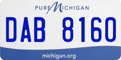 MI license plate DAB8160