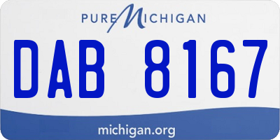 MI license plate DAB8167