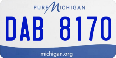 MI license plate DAB8170