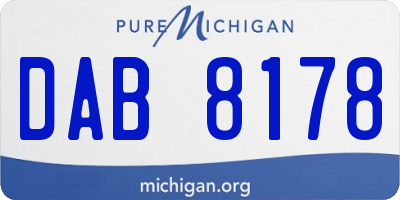MI license plate DAB8178