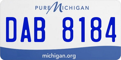 MI license plate DAB8184