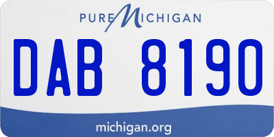 MI license plate DAB8190