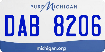 MI license plate DAB8206