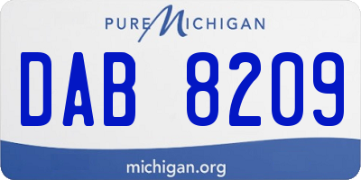 MI license plate DAB8209