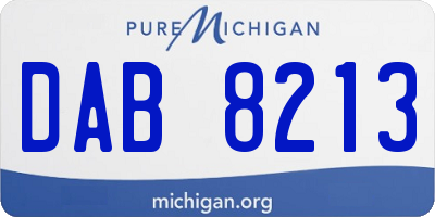 MI license plate DAB8213