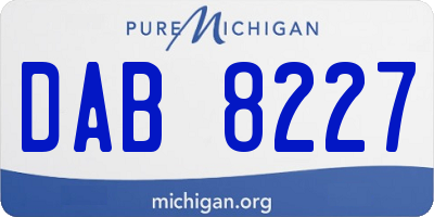 MI license plate DAB8227