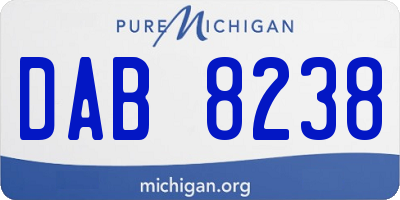 MI license plate DAB8238