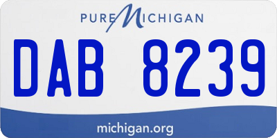 MI license plate DAB8239