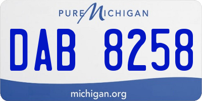 MI license plate DAB8258