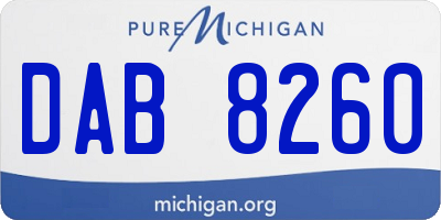 MI license plate DAB8260