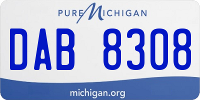 MI license plate DAB8308