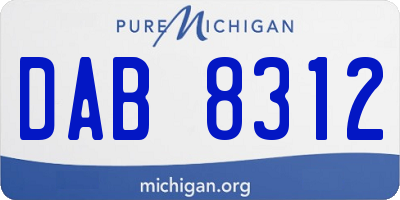 MI license plate DAB8312