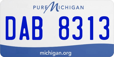 MI license plate DAB8313