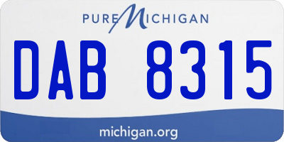 MI license plate DAB8315