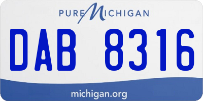 MI license plate DAB8316