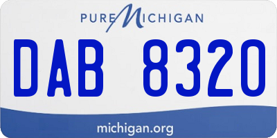MI license plate DAB8320
