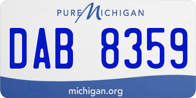 MI license plate DAB8359