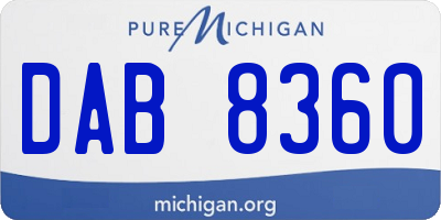 MI license plate DAB8360