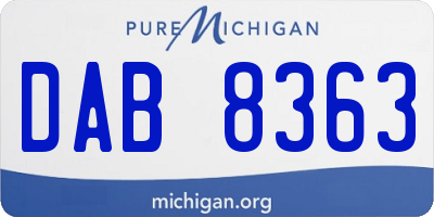 MI license plate DAB8363