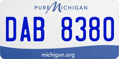MI license plate DAB8380