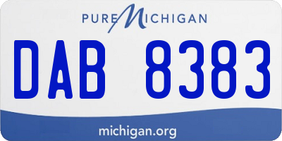 MI license plate DAB8383