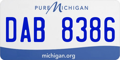MI license plate DAB8386