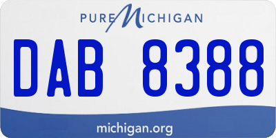 MI license plate DAB8388