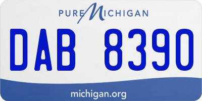 MI license plate DAB8390