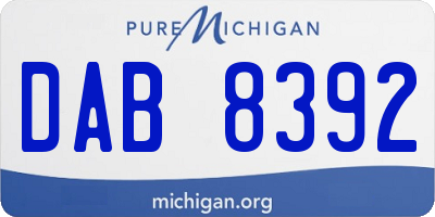 MI license plate DAB8392