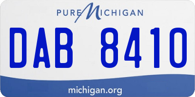 MI license plate DAB8410